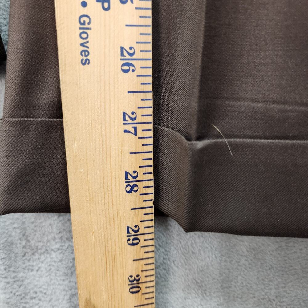 Mens 34x28 Brown Pleated Silky Cuffed Dress Pants Relaxed Straight Career Office - Picture 9 of 9